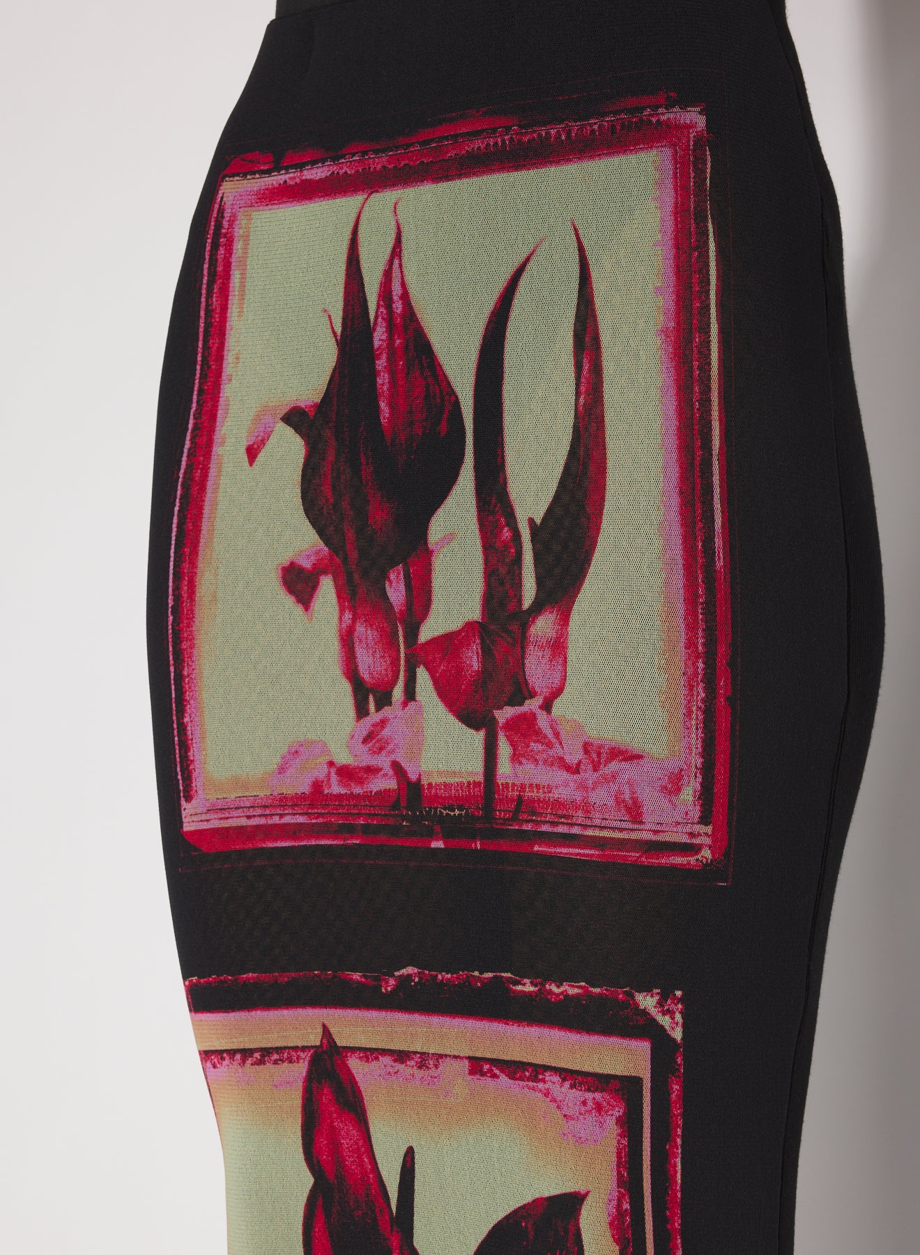Jupe longue imprimée Fleurs - Black & Pink & Mint