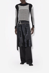 Jupe kilt floquée en denim - Vintage Black