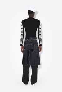 Jupe kilt floquée en denim - Vintage Black