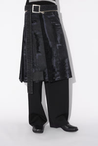 Jupe kilt floquée en denim - Vintageblack