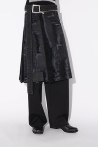Jupe kilt floquée en denim - Vintage Black