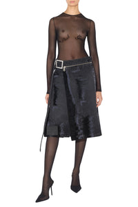 Jupe kilt floquée en denim - Vintage Black