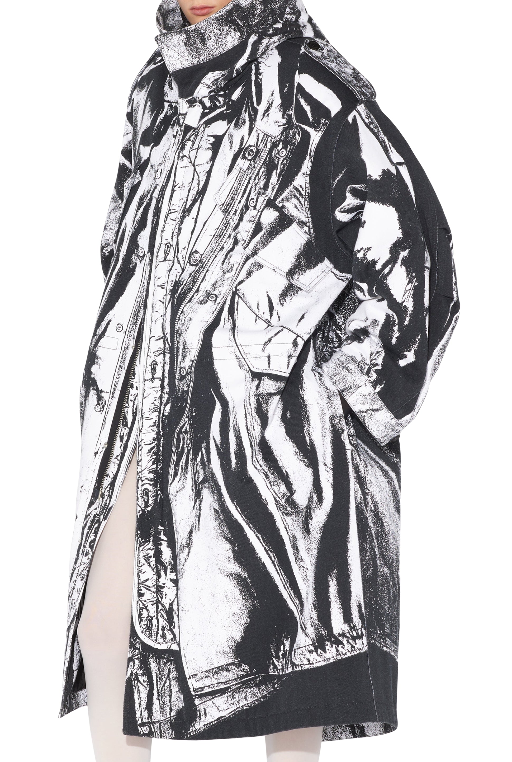 Parka Trompe-L'œil en coton - Black & White