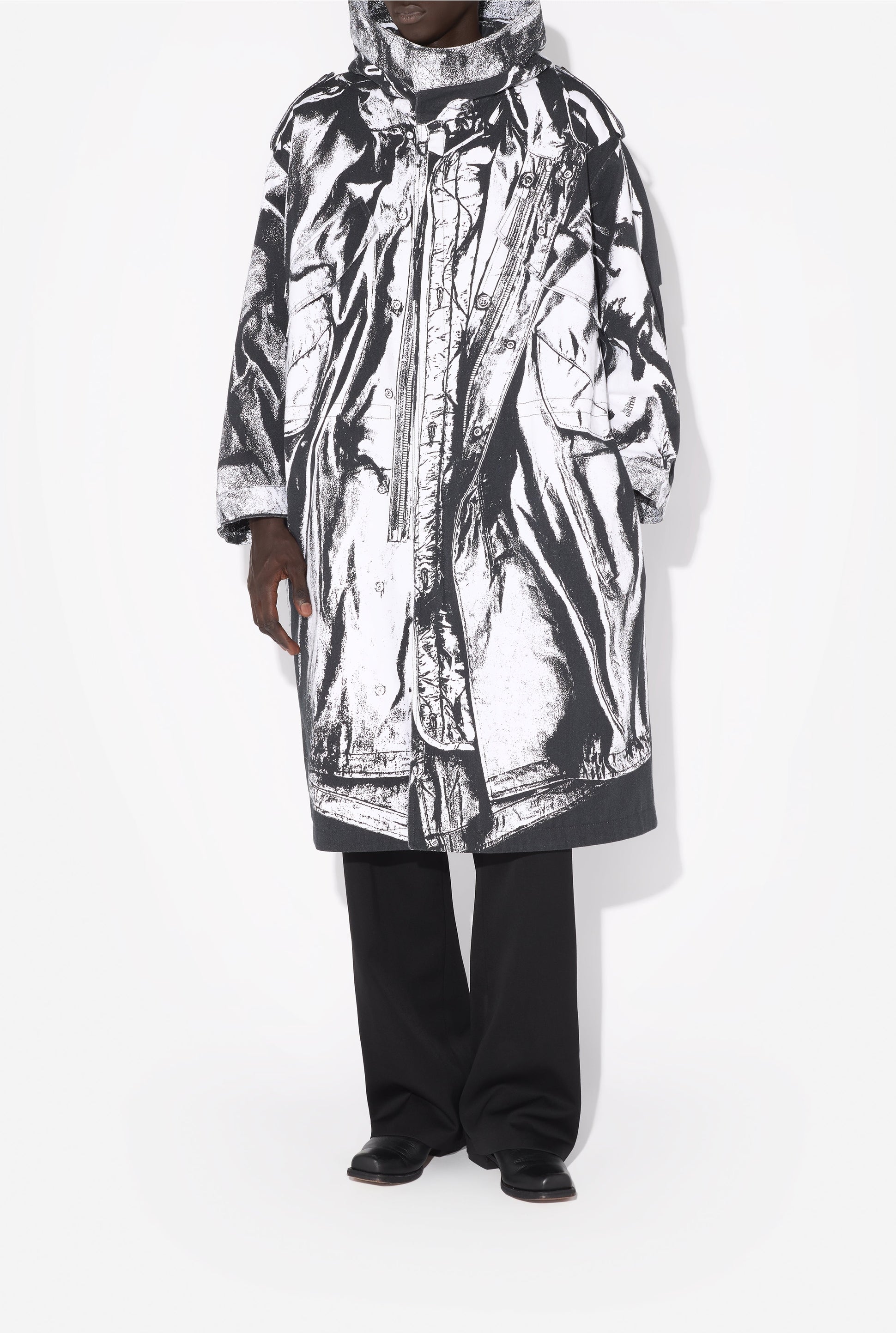 Parka Trompe-L'œil en coton - Black & White