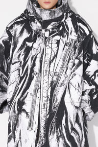 Parka Trompe-L'œil en coton - Black & White