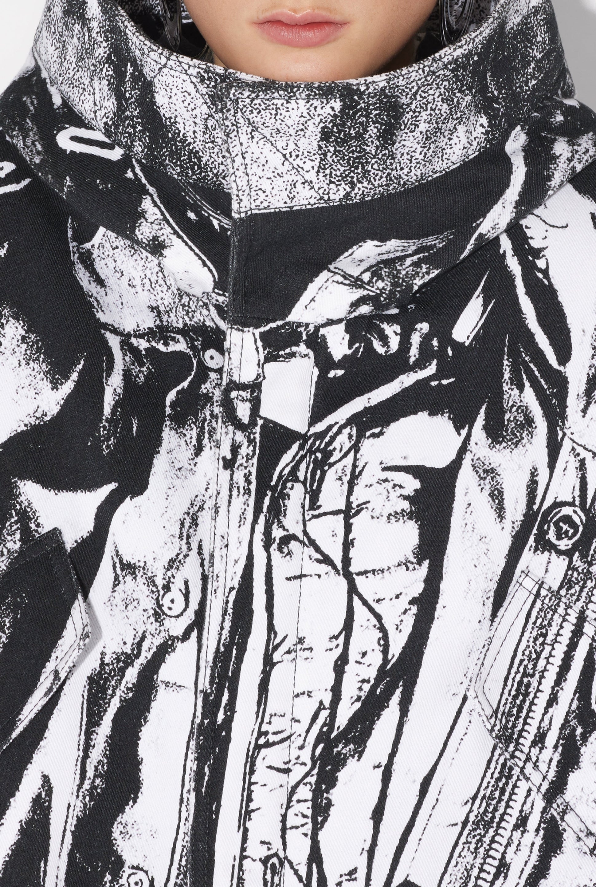 Parka Trompe-L'œil en coton - Black & White