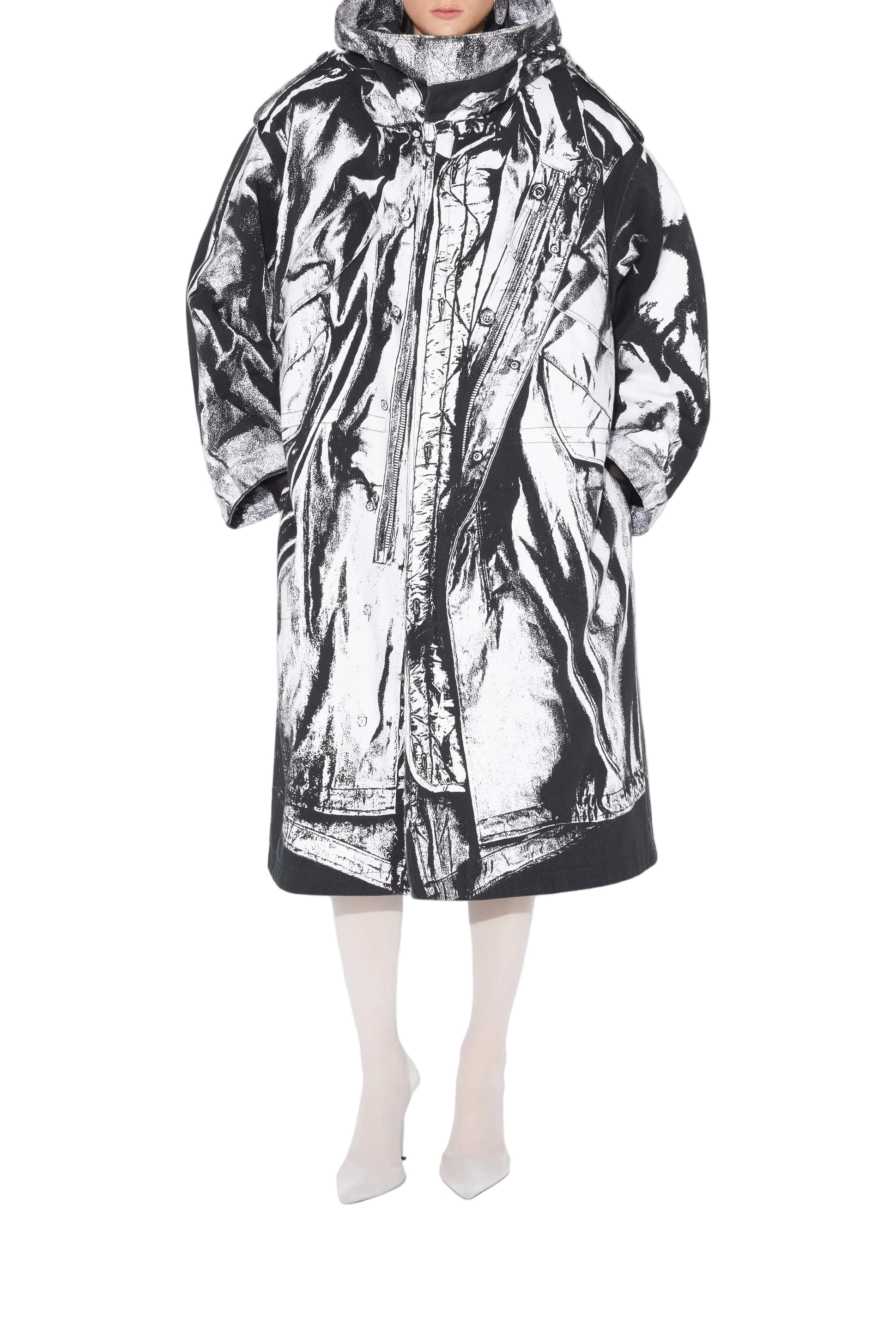 Parka Trompe-L'œil en coton - Black & White
