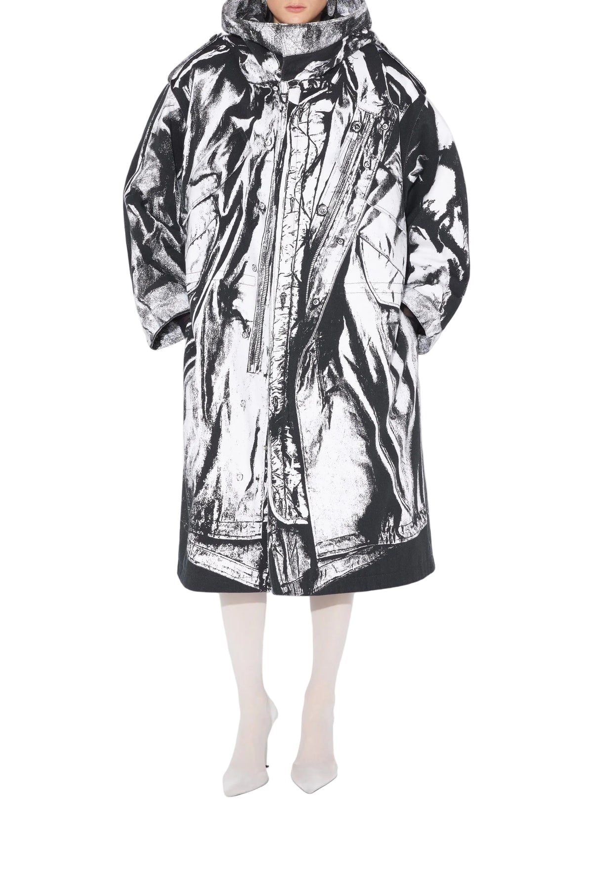 Parka Trompe-L'œil en coton - Black & White