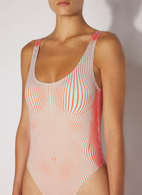 Maillot une pièce imprimé Prinstripe Body Morphing - Mint & Coral
