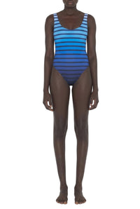 Maillot une pièce marinière dégradée - Black & Navy & Light Blue