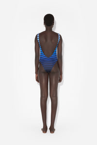 Maillot une pièce marinière dégradée - Black & Navy & Lightblue