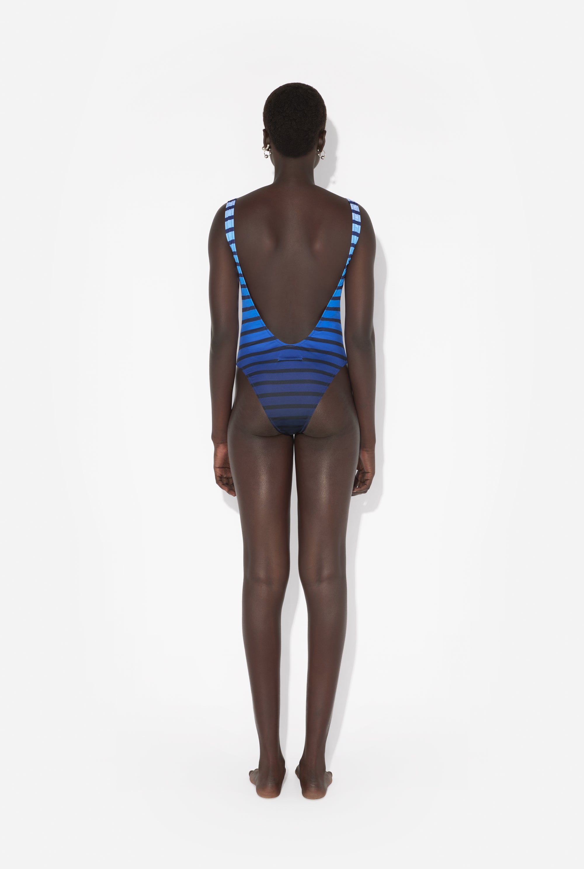 Maillot une pièce marinière dégradée - Black & Navy & Lightblue