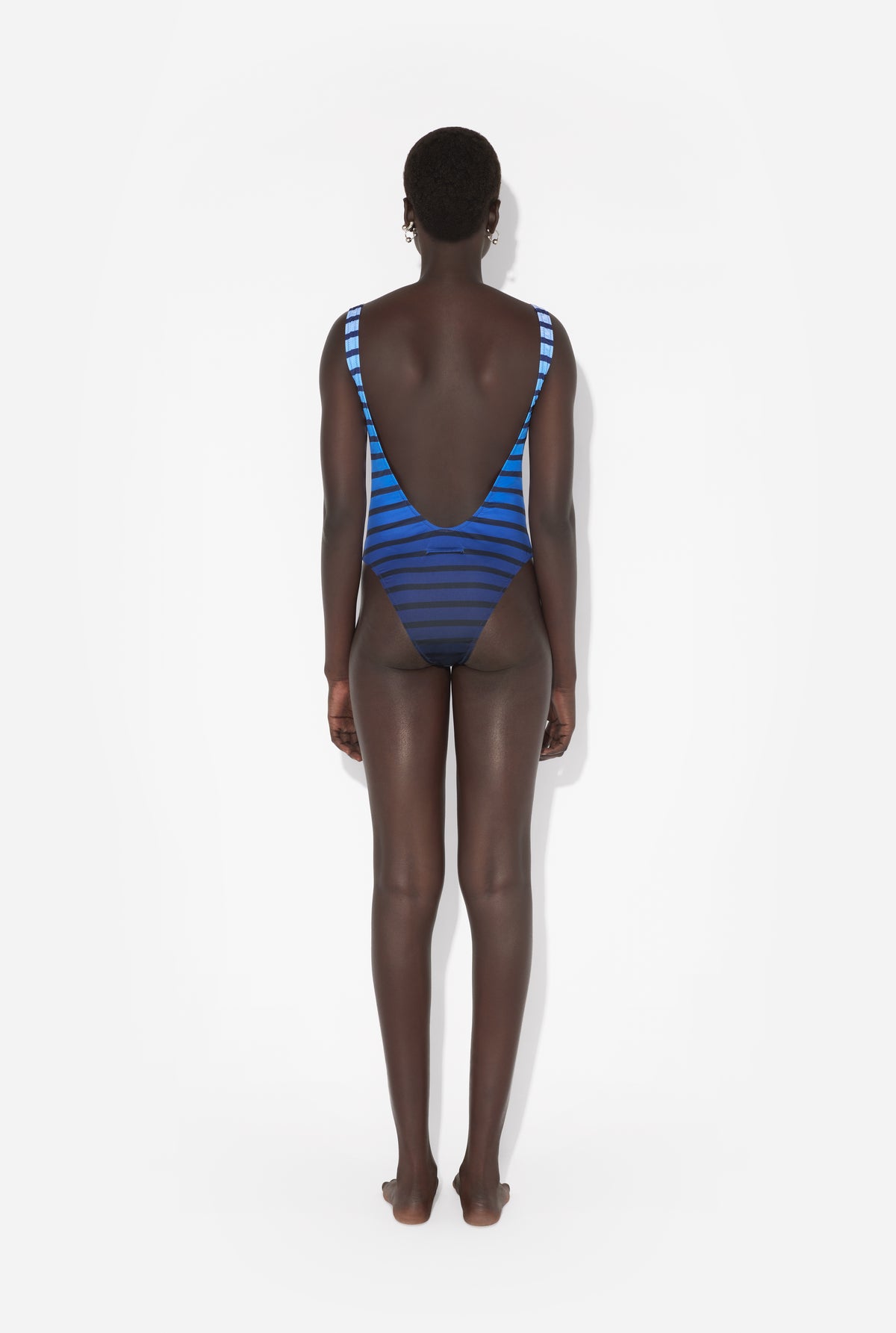 Maillot une pièce marinière dégradée - Black & Navy & Light Blue