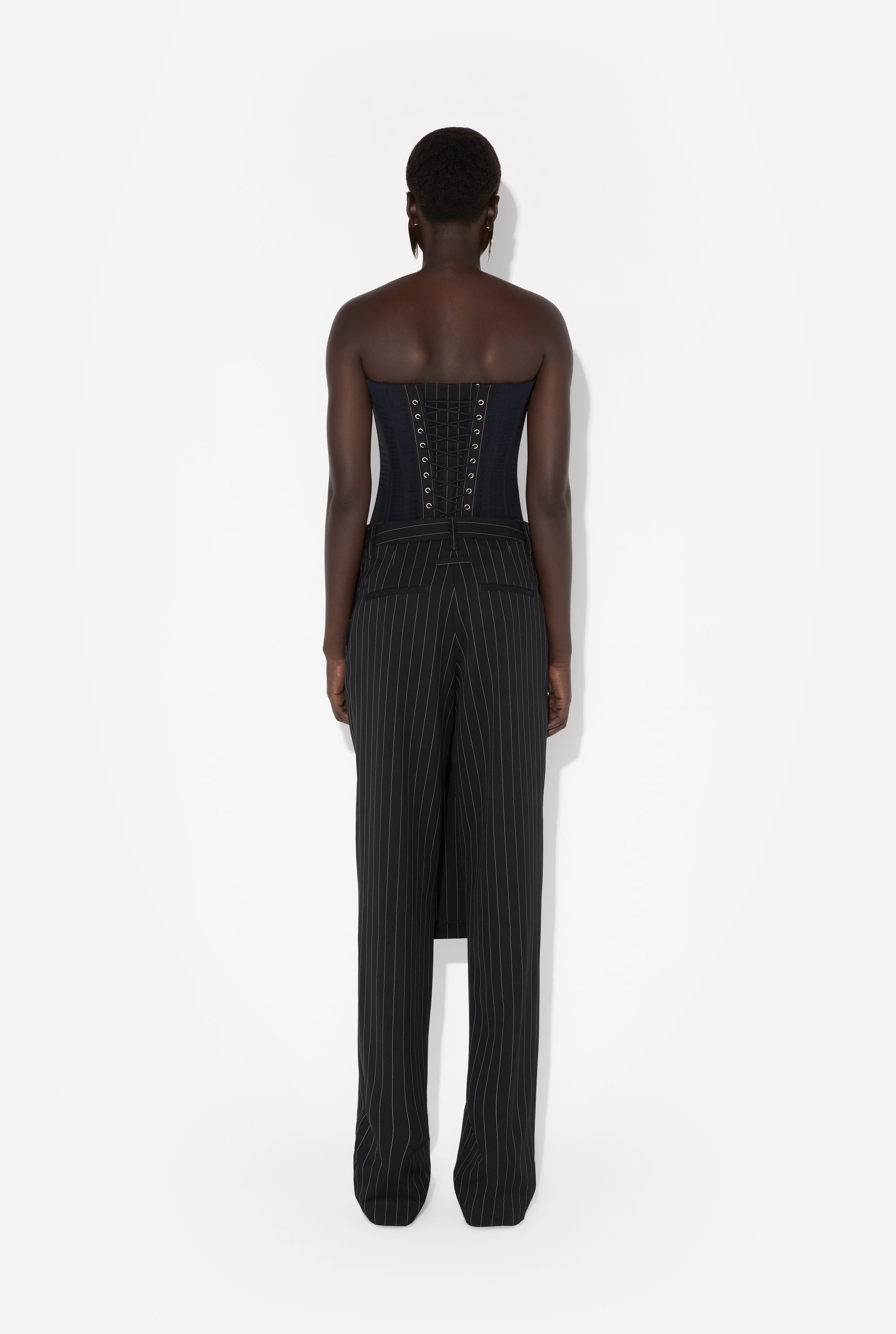 Pantalon Jupe tailleur à lacet en laine - Black & White