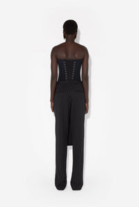 Pantalon jupe tailleur à lacet en laine - Black & White