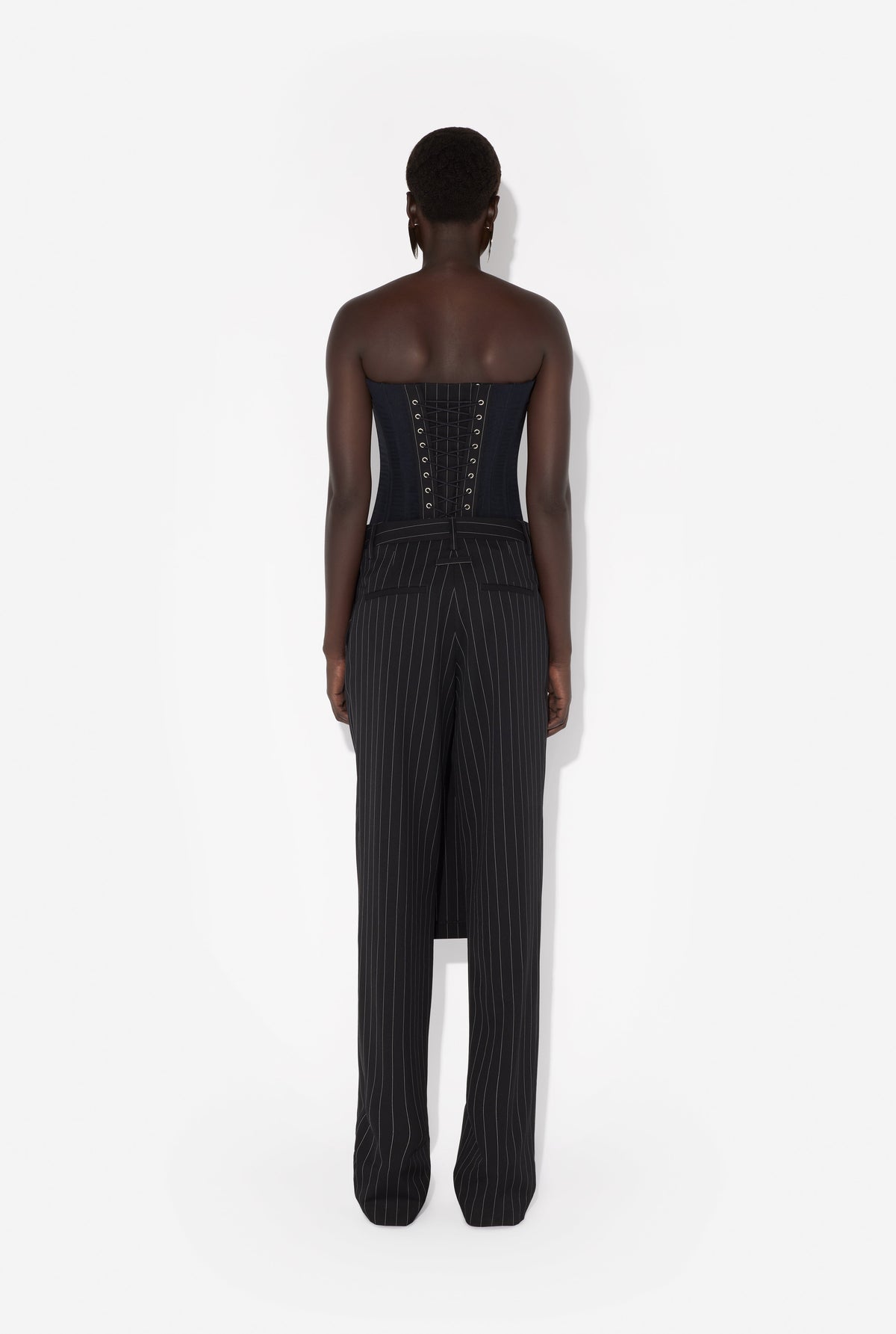 Pantalon jupe tailleur à lacet en laine - Black & White