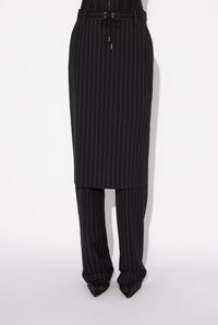 Pantalon jupe tailleur à lacet en laine - Black & White