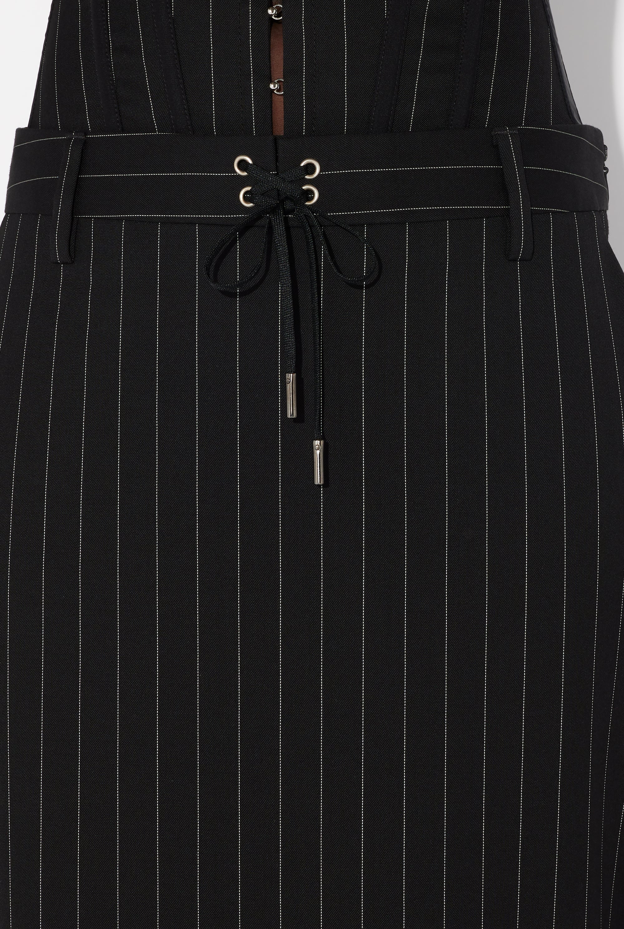 Pantalon Jupe tailleur à lacet en laine - Black & White