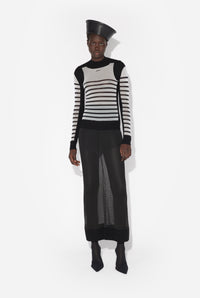 Le Pull Bi-Matière Marinière - White & Black