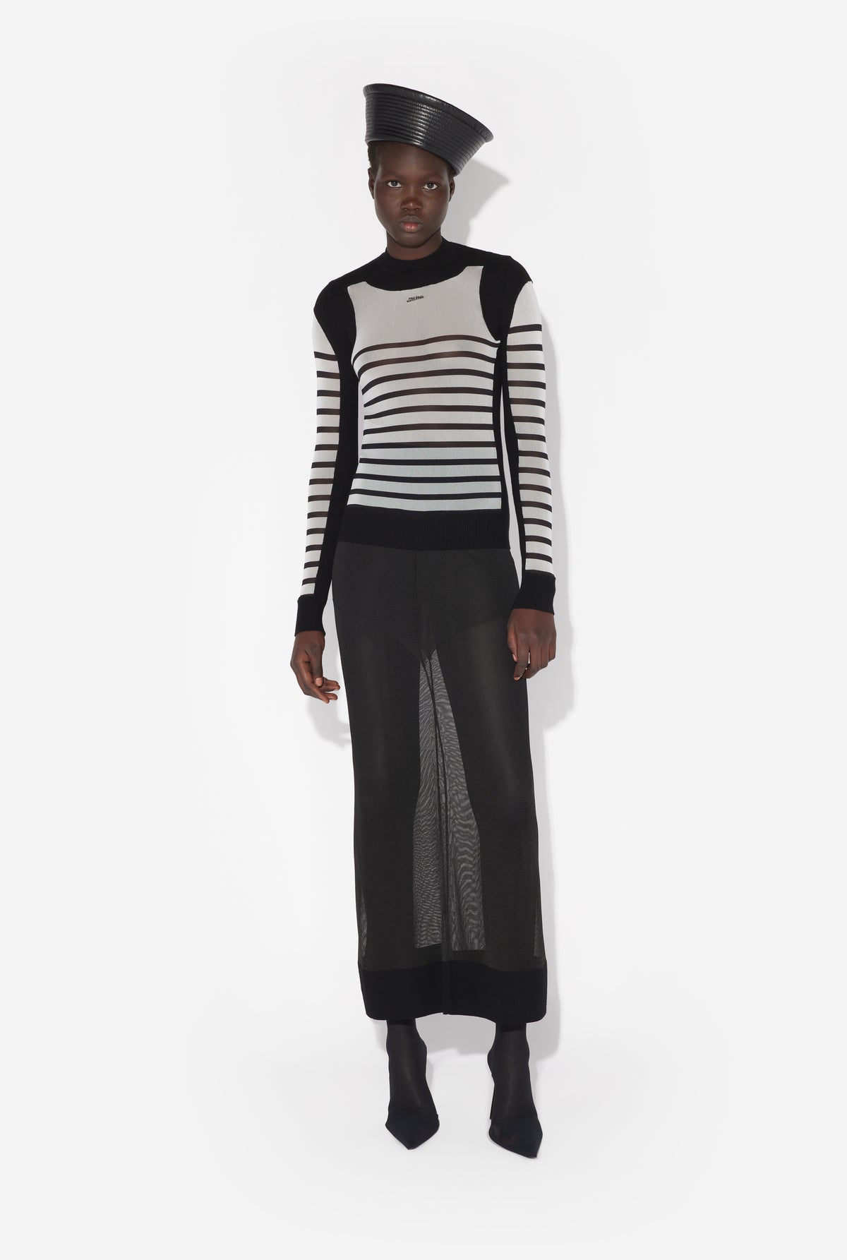 Le Pull Bi-Matière Marinière - White & Black
