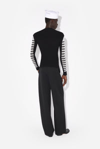 Le Pull Bi-Matière Marinière - White & Black