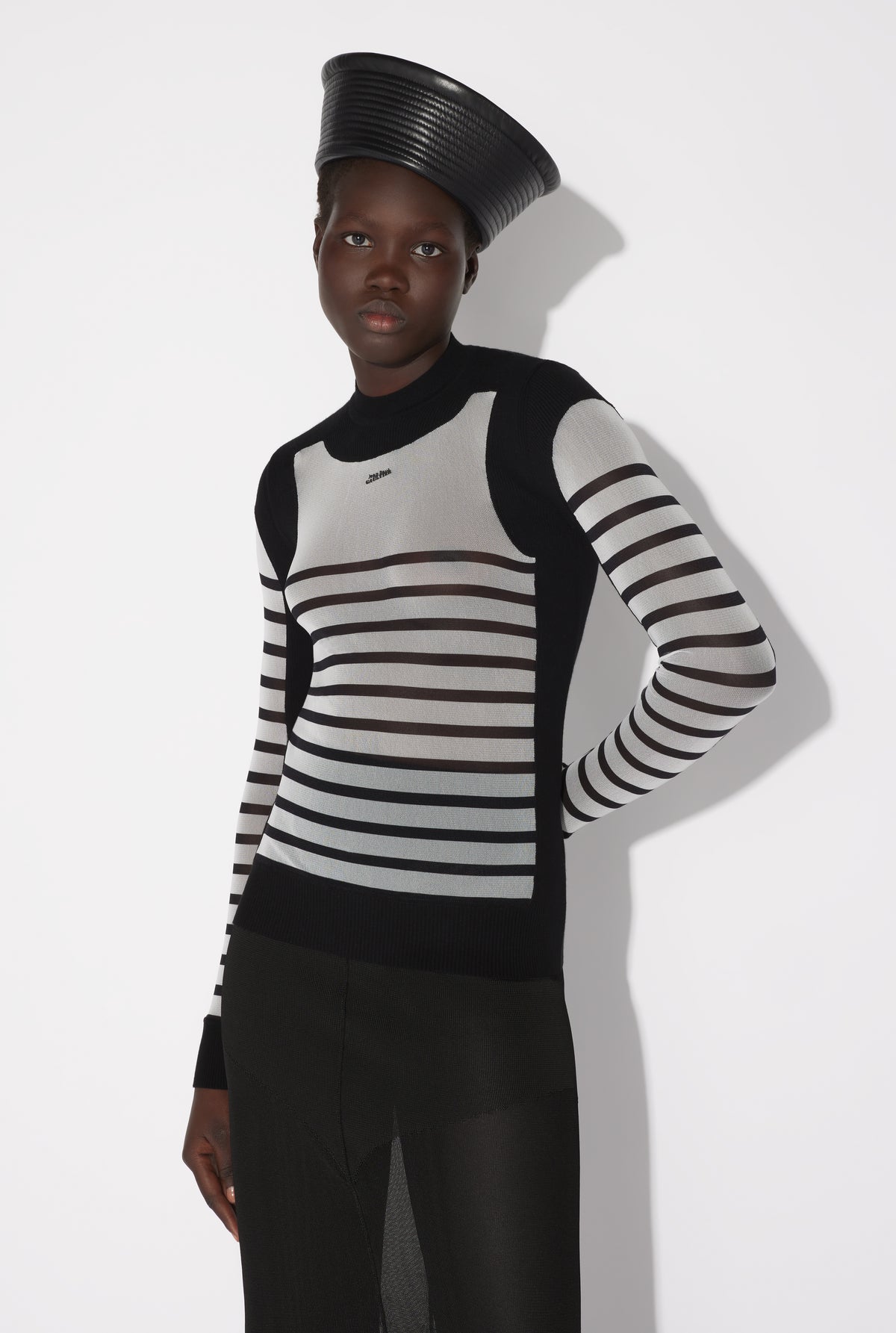 Le Pull Bi-Matière Marinière - White & Black
