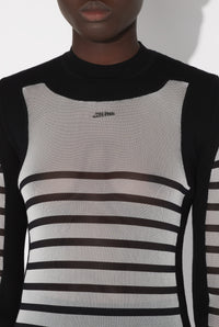 Le Pull Bi-Matière Marinière - White & Black