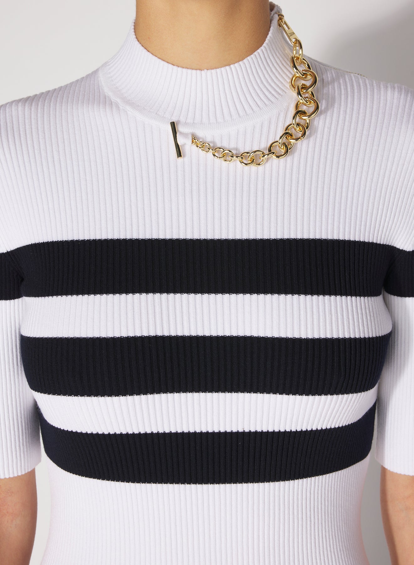 Pull à manches courtes à rayures - White & Navy