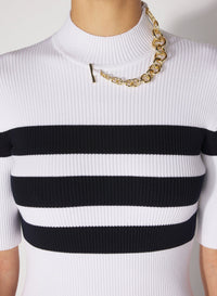 Pull à manches courtes à rayures - White & Navy