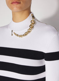 Pull à manches courtes à rayures - White & Navy