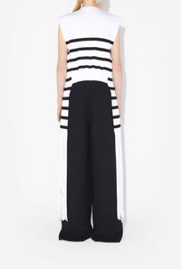 Top marinière à franges en coton - White & Black