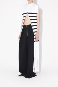 Top marinière à franges en coton - White & Black