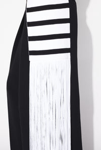 Top marinière à franges en coton - White & Black