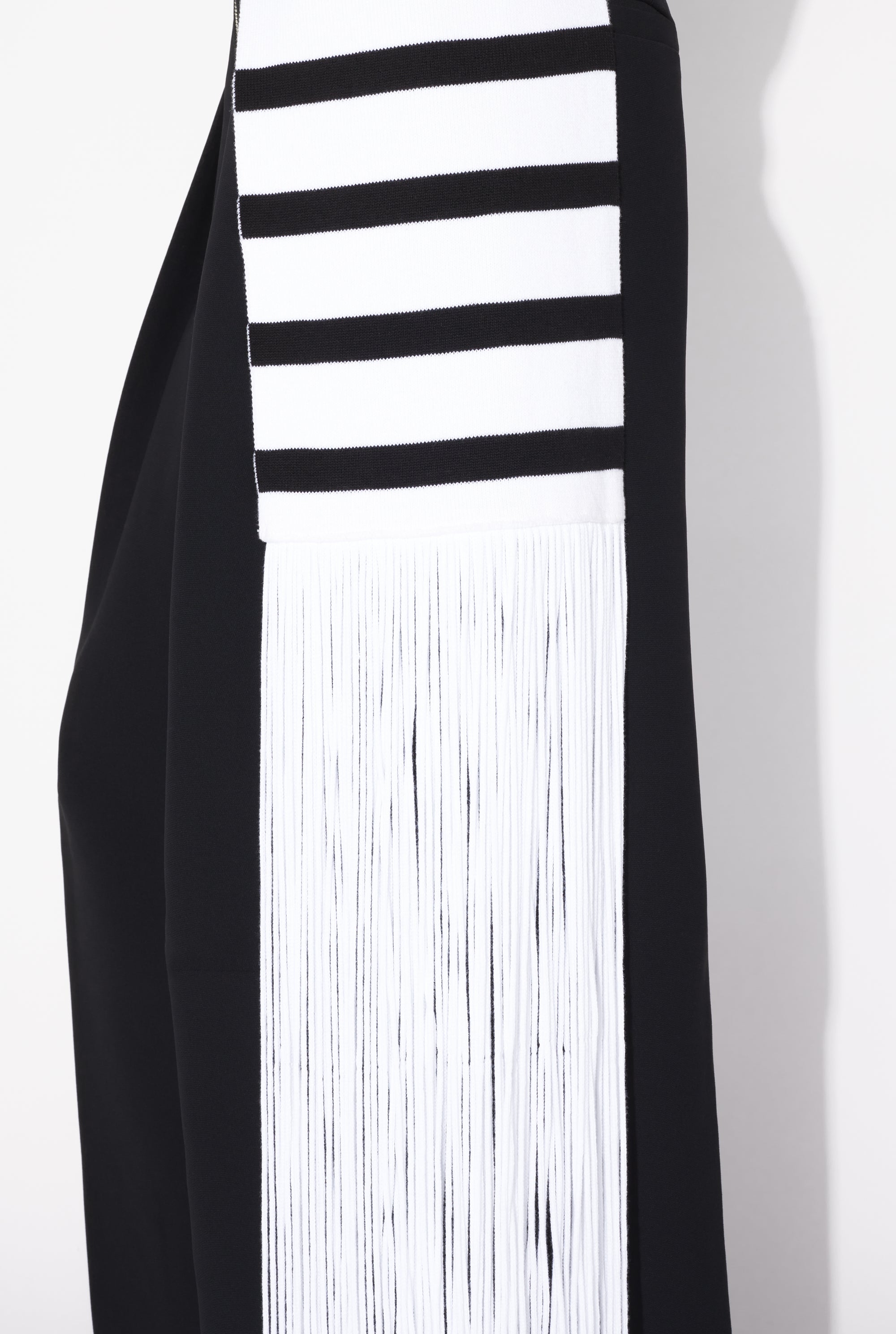 Top marinière à franges en coton - White & Black