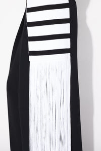 Top marinière à franges en coton - White & Black