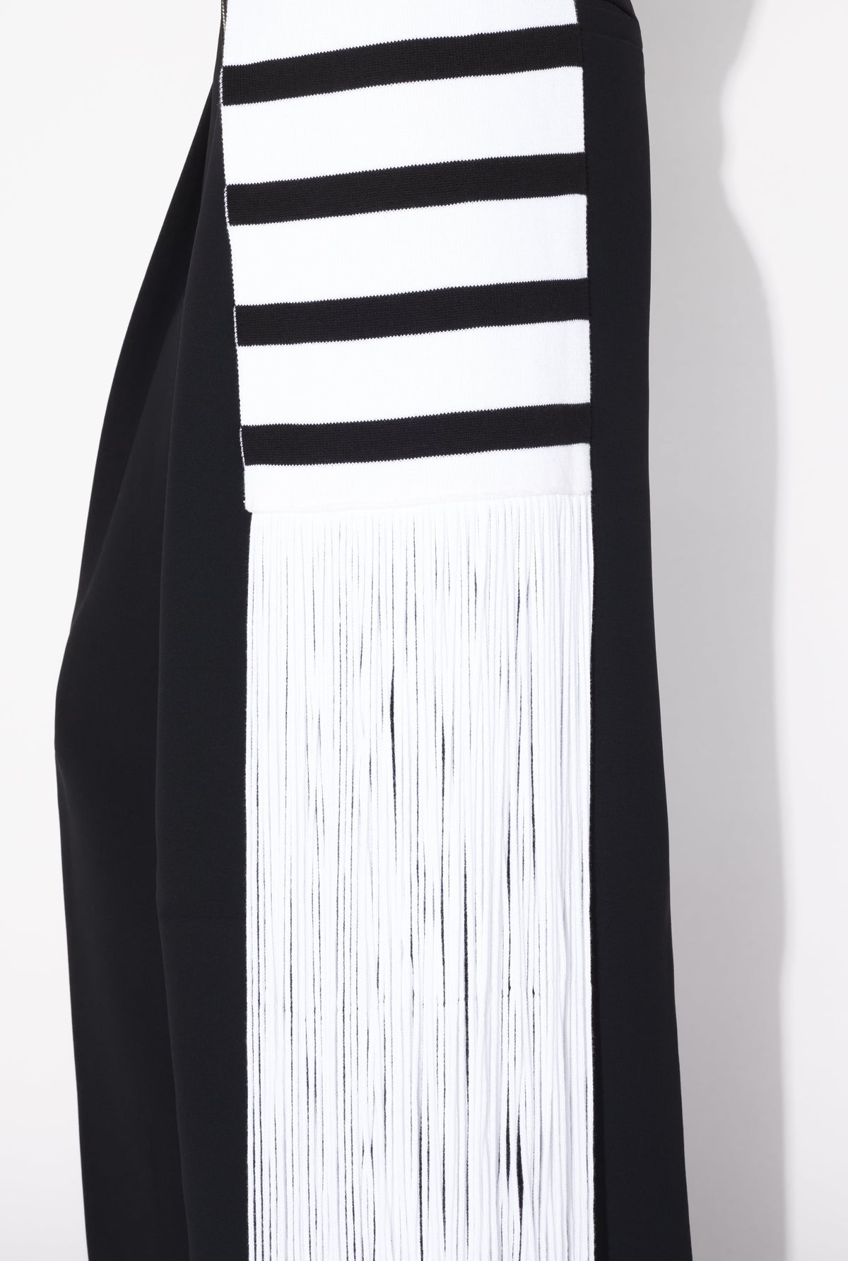 Top marinière à franges en coton - White & Black