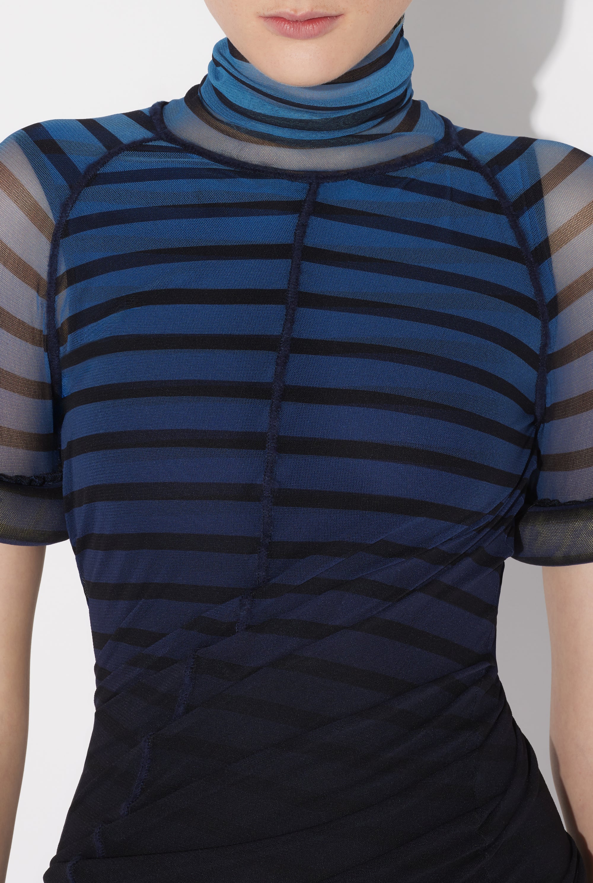 Robe courte rayée 3D - Black & Navy & Light Blue