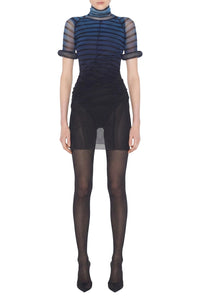 Robe courte rayée 3D - Black & Navy & Light Blue