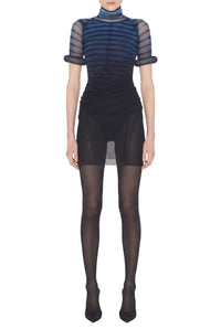 Robe courte rayée 3D - Black & Navy & Light Blue