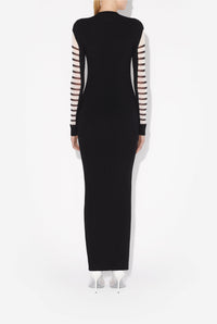 Robe longue bi-matière marinière - White & Black