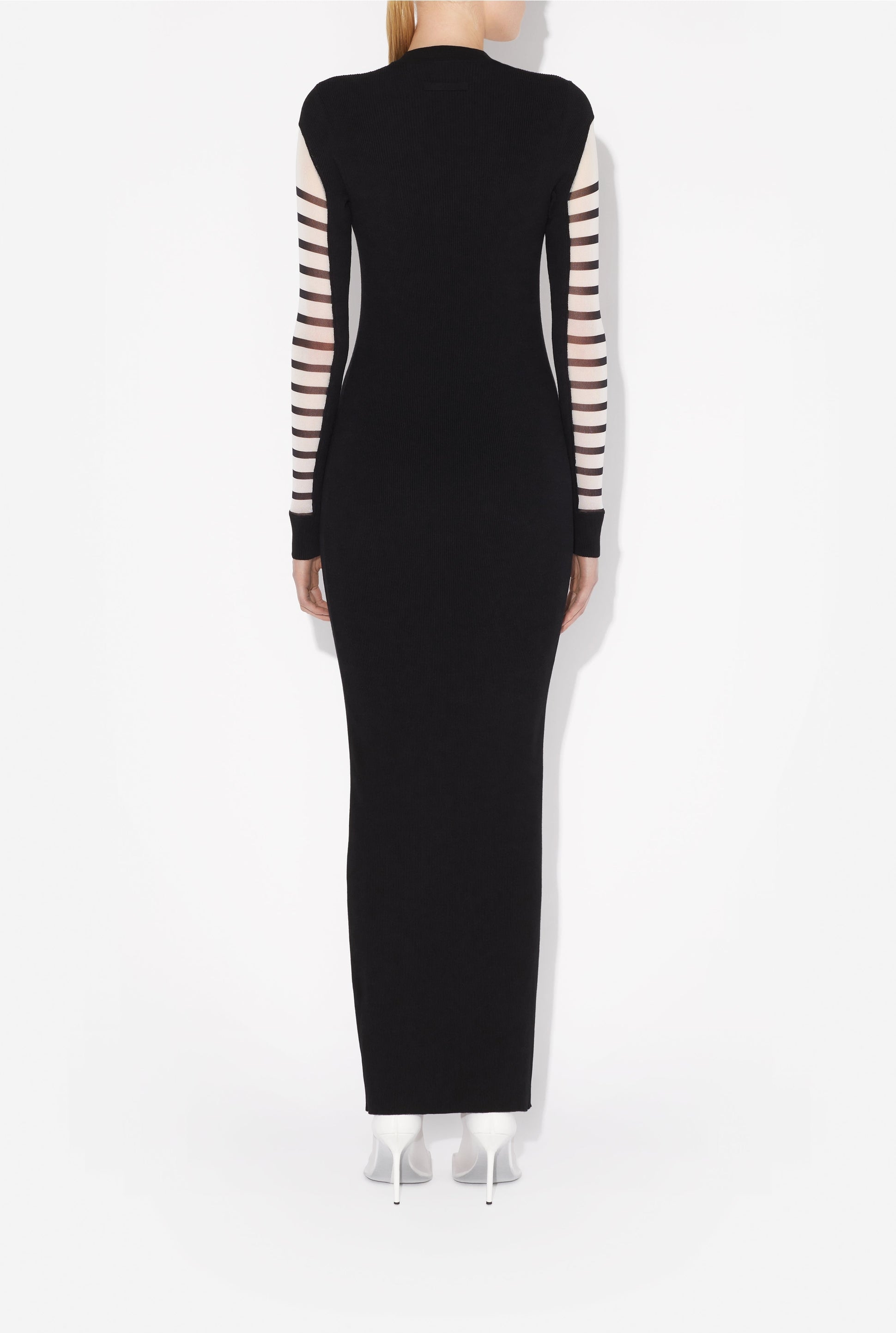 Robe longue bi-matière marinière - White & Black