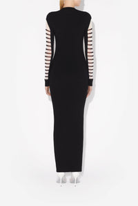 Robe longue bi-matière marinière - White & Black