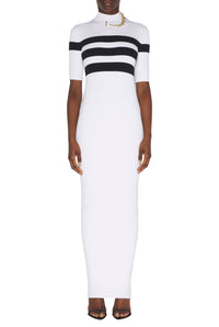 Striped short-sleeved dress - White & Navy