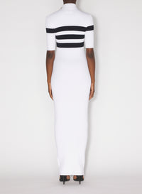 Striped short-sleeved dress - White & Navy