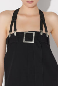Robe courte à bretelles en laine - Black