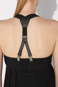 Robe courte à bretelles en laine - Black