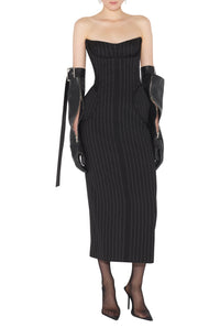 Robe longue Bustier en laine - Black & White
