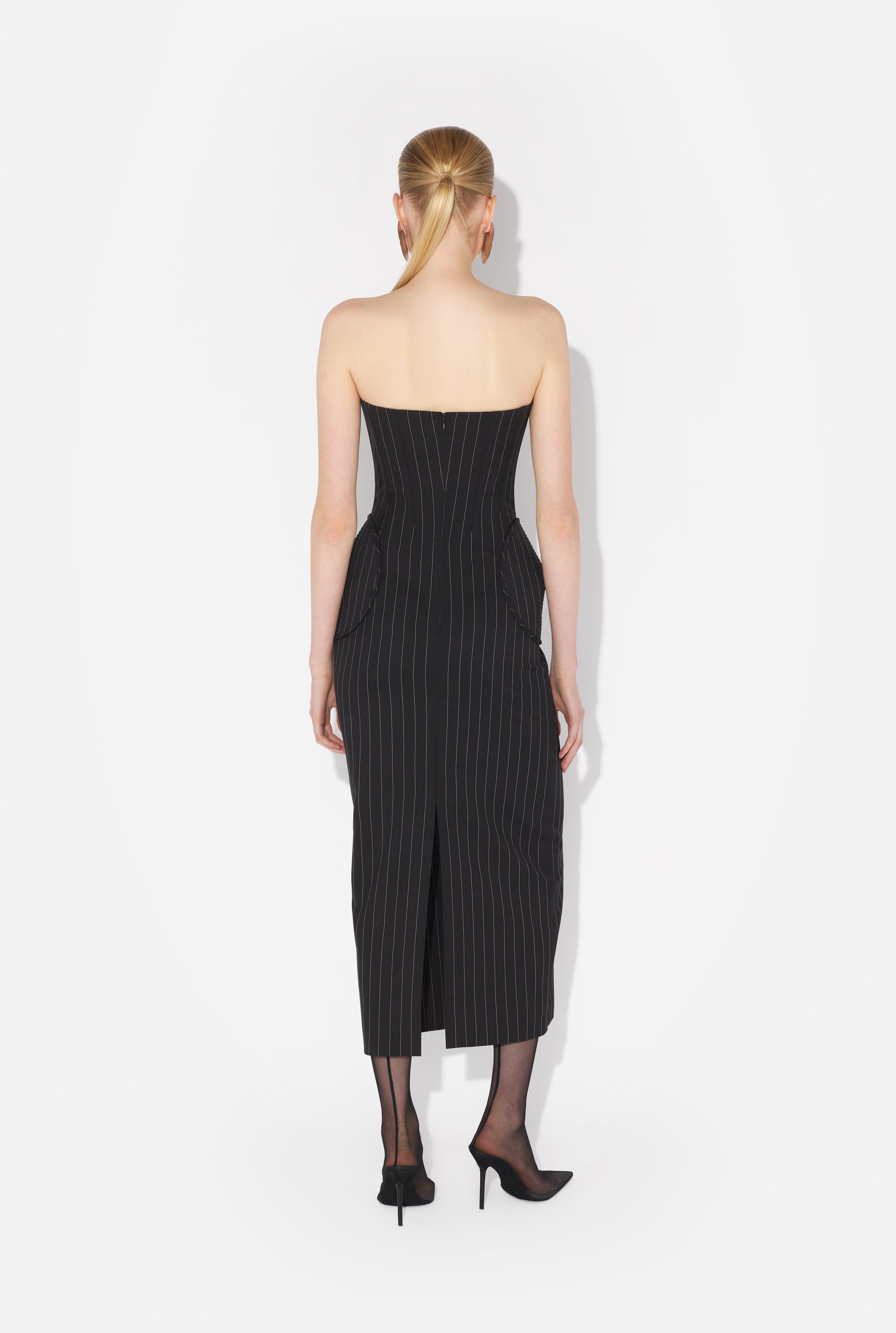 Robe longue Bustier en laine - Black & White