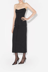 Robe longue Bustier en laine - Black & White