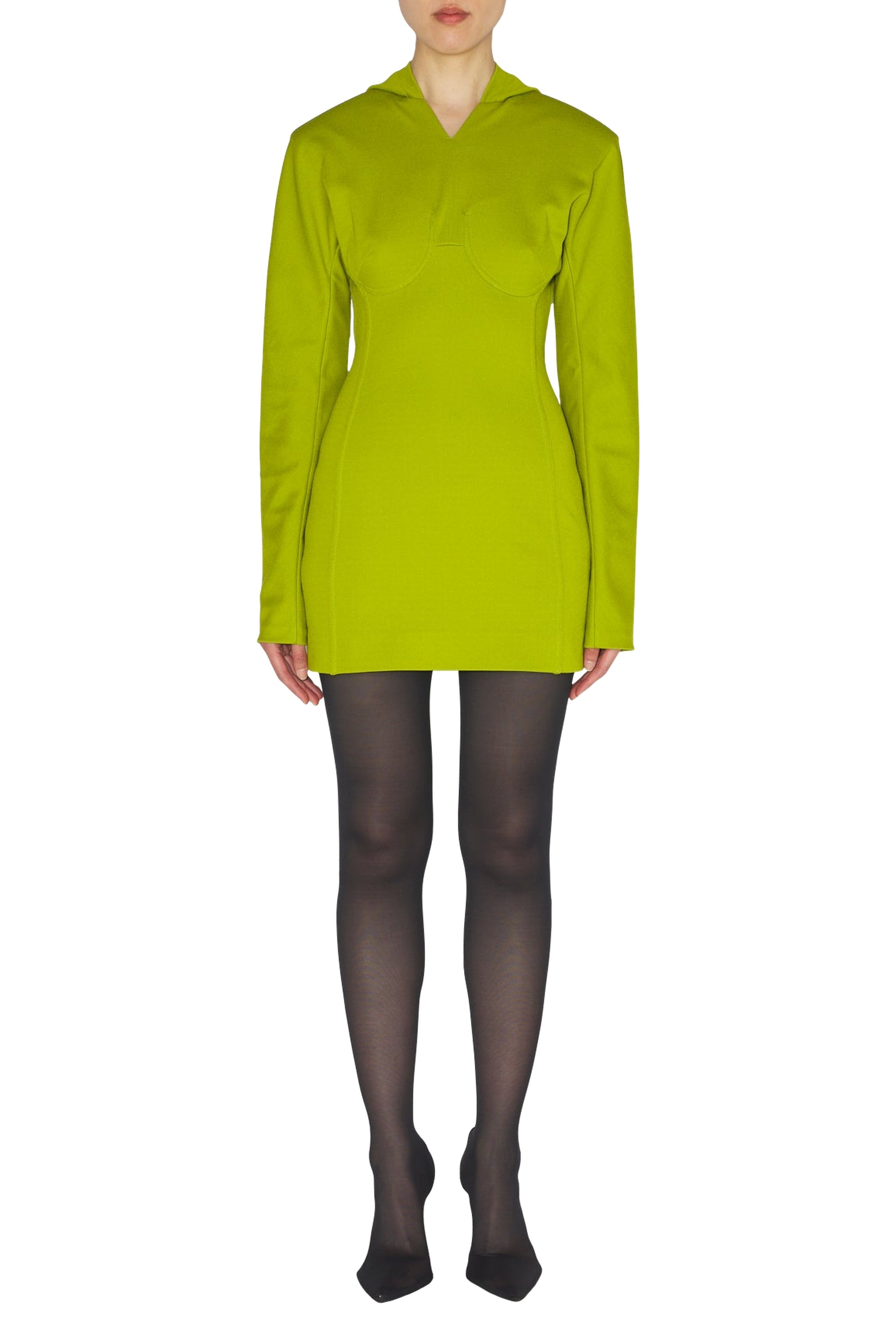 Robe courte à manches longues et dos nu - Acid Green